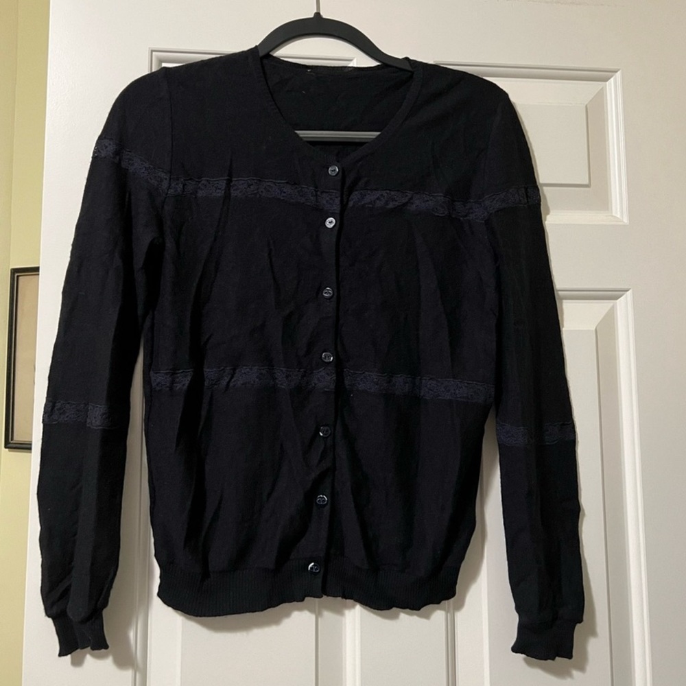 Valentino designer soft black button cardigan sweater made in Italy L